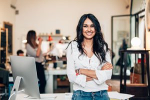 Startup of enterprise, women leader the new company self-confide